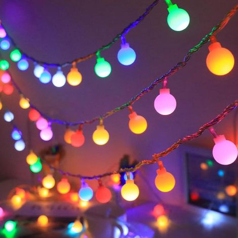 Guirlande lumineuse à piles 3m 20 LED boules globe multicolore intérieur (1/5)