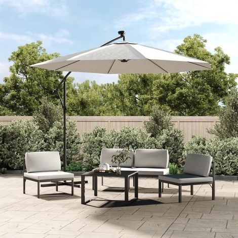 Toile de remplacement pour parasol déporté – Ø 300 cm – Blanc sable – 8 baleines – Polyester résistant UV – Sans structure (1/5)