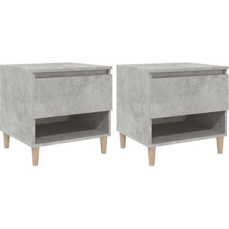 Juego de 2 mesitas de noche con cajón y compartimento abierto 50 x 46 x 50 cm madera contrachapada gris DEC035405