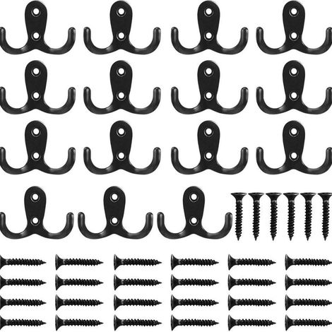 Patères, lot de 15 patères doubles style antique à fixer au mur