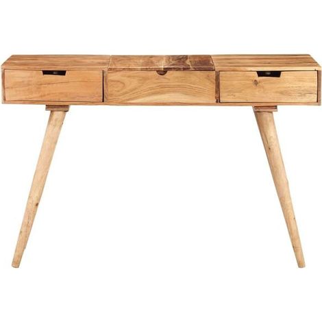 Coiffeuse avec Miroir 112x45x76 cm en Bois d'Acacia Massif, Table de Toilette Style Moderne pour Chambre (1/5)