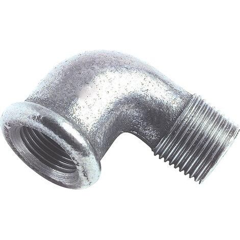 COUDE EGAL FONTE GALVANISEE PETIT RAYON 90° MALE FEMELLE N° 92