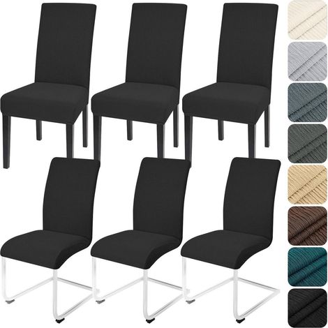 Stuhlhussen 6er Set für Esszimmerstühle, Universal Stretch, waschbar, schwarz (1/5)