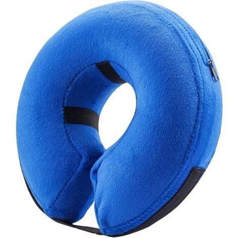 Collier gonflable bleu pour chien, taille XL, tour de cou 50-65 cm, un collier souple adapté aux chiens, pour le maintien du cou.