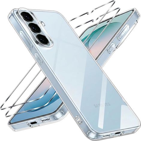 Coque pour Samsung Galaxy S26 Plus avec 2 Pièces Verre Trempé, Militare Étui de Protection Transparente Antichoc Case, Mince Dur Anti-Jaunissement PC Dos Anti-Rayures Bumper Housse (1/5)
