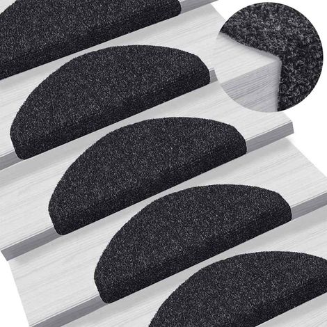 Tapis d'escalier autocollants 5 pièces 65 x 21 x 4 cm Noir Demi-rond Grand (1/5)