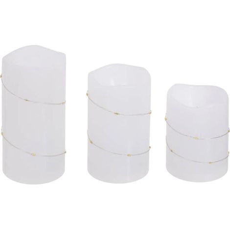 Lot de 3 Bougies LED "Copper" 14cm Blanc Chaud