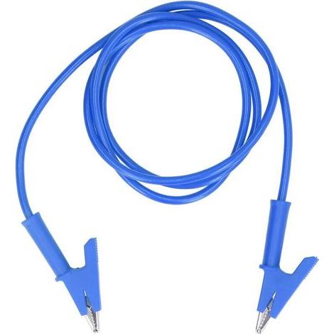 Pince crocodile double extrémité 10mm pour test batterie véhicule câble de mesure bleu (1/5)