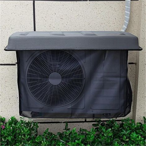 Housse de protection extérieure pour climatiseur, en maille résistante, quadruple fixation, noire, 88 x 38 cm (1/3)
