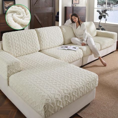 Sofa Cover 1/2/3/4 Seater Sofa Cover Elastic Sofa Slipcover Non-Slip Washable Universal Fit Durable and Easy Care (1 Back Sofa Cover, Ivory) (1/5)