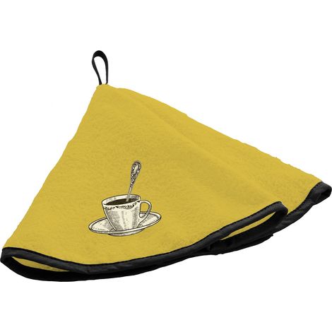 Douceur d'Intérieur, Asciugamano rotondo (diametro 60 cm) tazza giallo, spugna ricamata