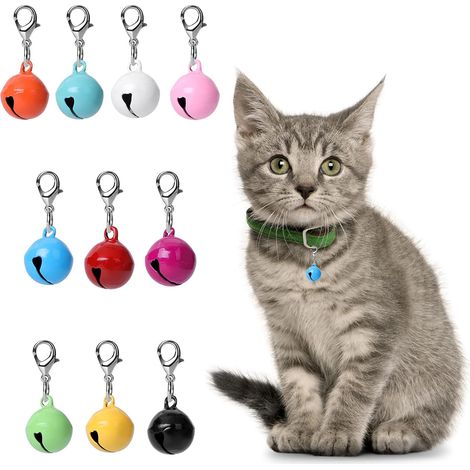 Lot de 10 clochettes colorées pour collier de chat et chien, petites clochettes colorées avec fermoirs, accessoires de collier pour animaux de compagnie, festival, fête, loisirs créatifs (1/5)