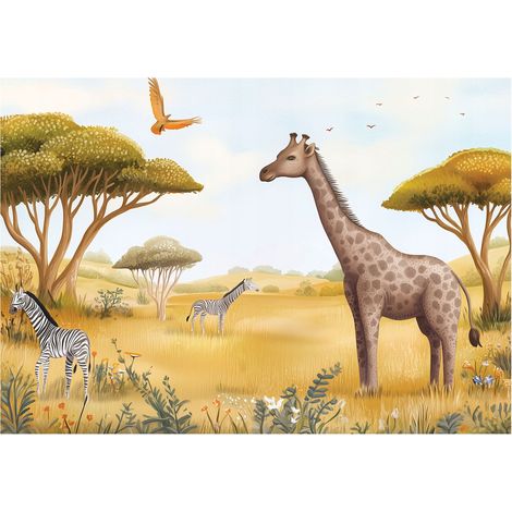 Papier peint enfant animaux arbres chambre enfant 150x105 cm mural petit format (1/5)