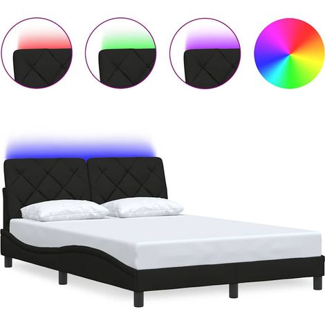 Lit double - lit simple - Cadre de lit avec LED noir 140x190 cm tissu fr5260 - Maison La Vie (1/5)
