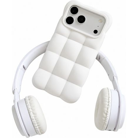 Coque pour iPhone 18 Pro Max, silicone liquide, motif nuage, grille carrée, antichoc, blanc. Coque pour iPhone 17 Pro Max - Coton Nuage Blanc. (1/5)
