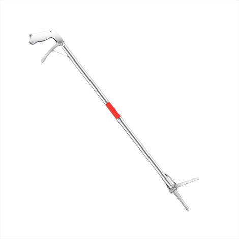 Pince capture-serpents extra longue – Outil professionnel en acier inoxydable, manipulation sûre, mâchoire large, rétractable – Idéale reptiles et serpents – 1,5 m, clip droit (straight clip)
