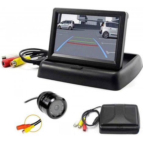 KIT RETROMARCIA AUTO MONITOR 4,5" SCOMPARSA TELECAMERA POSTERIORE INCASSO (1/5)
