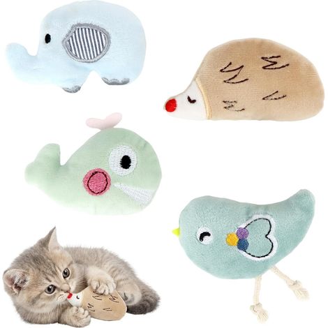Lot de 6 jouets pour chat avec herbe à chat, souris tressées avec queue et balles, jouets d'auto-occupation pour chats, accessoires colorés (1/5)