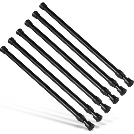 Lot de 6 tringles à rideaux sans perçage, ressort antirouille - Petites tringles de tension réglables (noir, 40,6 à 71,1 cm) (1/5)