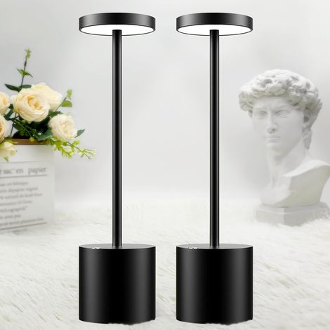 2 Lampe de chevet tactile, LED rechargeable 5000mAh, 3 températures couleur, aluminium, pour bureau extérieur (1/5)