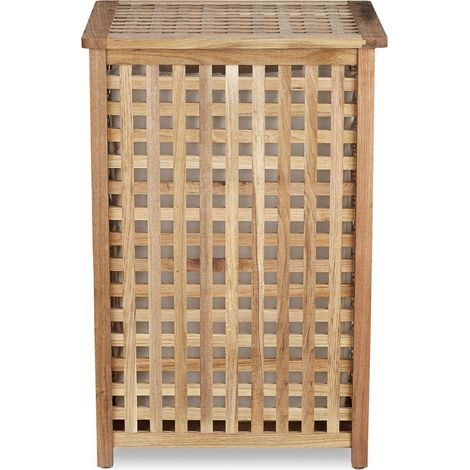Cesto portabiancheria di design moderno per bagno 50 x 40 x 30 cm in legno di noce 130003284