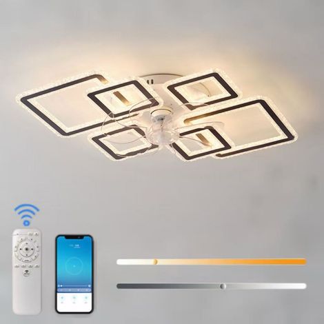 Plafonnier avec ventilateur de plafond, télécommande APP, gradation à fréquence variable, éclairage de ventilateur de plafond de salon et de chambre (1/5)