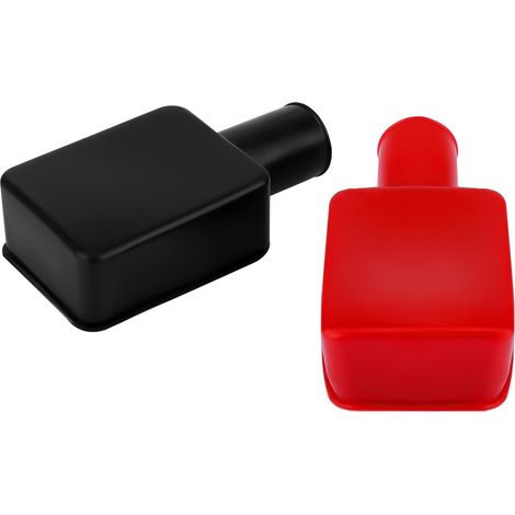 Lot de 2 caches de bornes de batterie en caoutchouc souple pour voiture, vélos électriques, camions - Rouge et noir (1/5)
