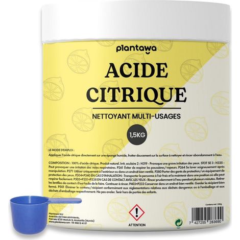 Acide Citrique Powder 1,5kg acide citrique poudre menager pour la cuisine, la salle de bain et le jardin pur et polyvalent. Nettoyant universel (1/5)
