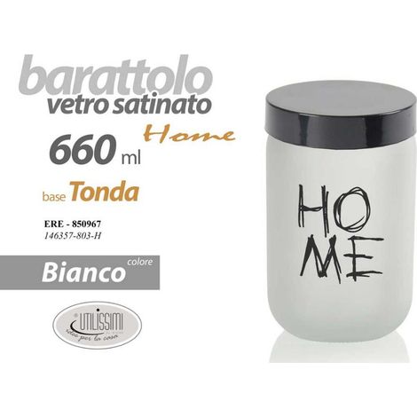 Barattolo da Cucina in Vetro Satinato Bianco Home 660 cc 14 cm (1/3)