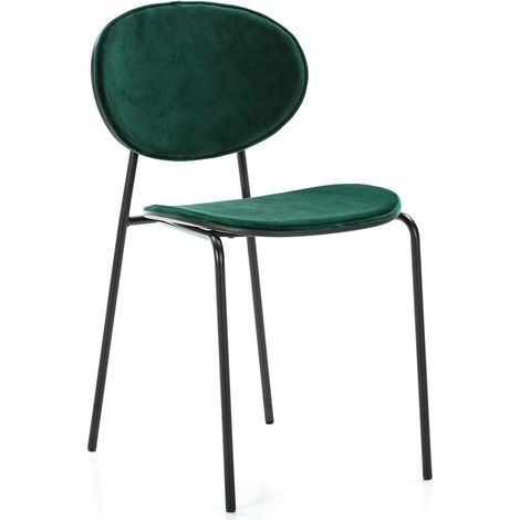 Chaise de salle à manger velours vert et pieds métal noir Lyam (1/4)