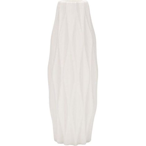 Vase Fleur Blanc Plastique Imitation Céramique Décoration Nordique Panier à Fleurs- (1/4)