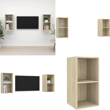 TV-Wandschränke 2 Stk. Sonoma-Eiche Holzwerkstoff - Wandregal - Holzwerkstoff (1/5)