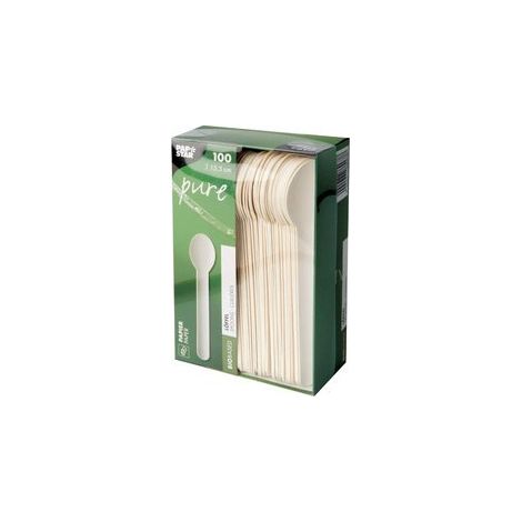 Cuillère en papier blanc - Lot de 100