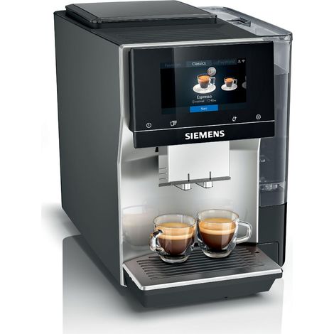 SIEMENS Macchina da caffè EQ700 Classic TP715E17, controllo app, Cold Brew, display full touch, fino a 10 individ. Creazioni di caffè preferite, pulizia automatica a vapore, 1500 W, acciaio inox