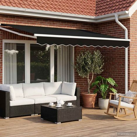 vidaXL Tenda retrattile manuale con LED Nero e Bianco 3,5 x 2,5 m