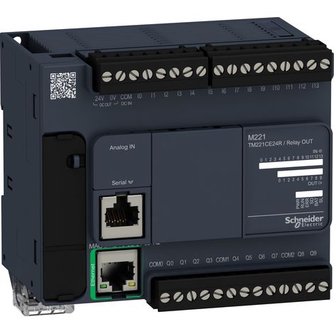 Schneider Electric – Module d'extension API TM221CE24R – Gestionnaire d'énergie 24 E/S – Tension 24V – Alimentation 100-240V