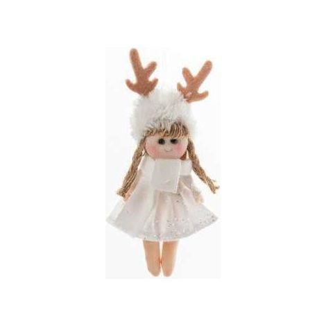 ARPIMEX Bambolina Natale in Stoffa 15 Cm Bianco