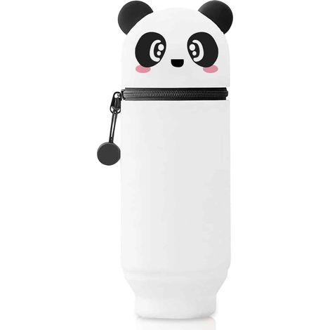 Pencil Case - Silicone Desk Pen Holder - Stand-Up Stationery Organizer - Panda Design - Height 19.5 Cm - 1 Piece (1/5)