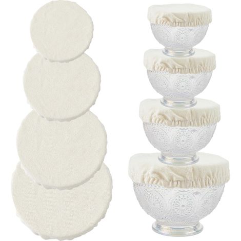 Lot 4 couvre-bols réutilisables en tissu de différentes tailles