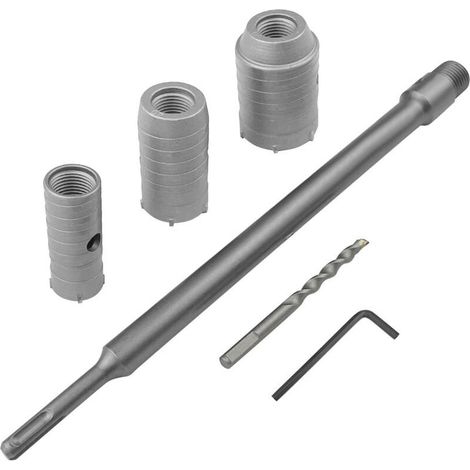 Scie Cloche Beton, Foret Beton Grande Longueur Rallonge, Jeu de Scie Cloche avec manche rond 330 mm est SDS Plus Poignée Barre de Connexion avec 30/40/50 mm Trepans pour Forage (1/4)