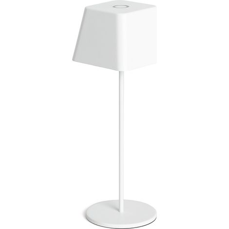 Lámpara de Mesa LED Portátil para Exterior Aluminio con Batería Recargable Willy Blanco
