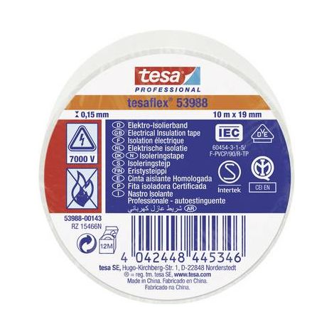 Ruban d'isolation électrique Tesa SPVC ELECTRICAL en PVC Blanc 10m x 19mm x 0.15mm ( Prix pour 1 ) (1/3)
