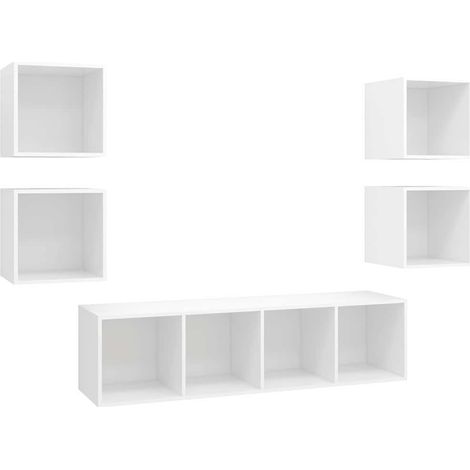 Maison Exclusive - Set Mobili Porta TV 5 pz Bianco in Legno Multistrato (1/5)