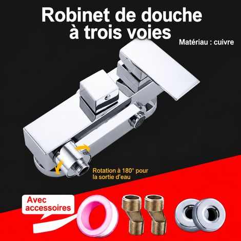 Mitigeur de douche mural 16 encastré 4 fonctions grand mitigeur carré eau chaude et froide 1,2 kg – Livraison gratuite