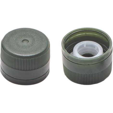 Tappo in plastica verde per bottiglia marasca mm.31,5x24h. c/versatore - mm.31,5x24h.