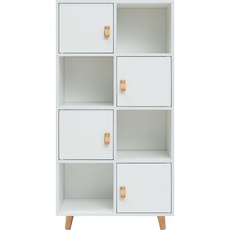 Estantería 4 puertas, 4 huecos acabado blanco, 119cm(alto) 60cm(ancho) 29cm(fondo). . (1/5)