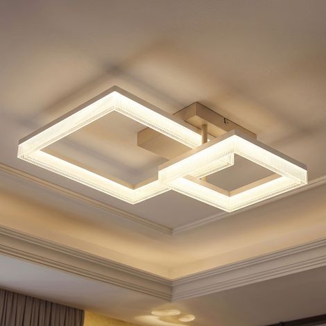 Plafoniera Plafoniera Camera da letto Luce LED per sala da pranzo color sabbia, metallo plastica, 1800lm 24W 3000K, LxLxH 62,5x46,5x12,3 cm