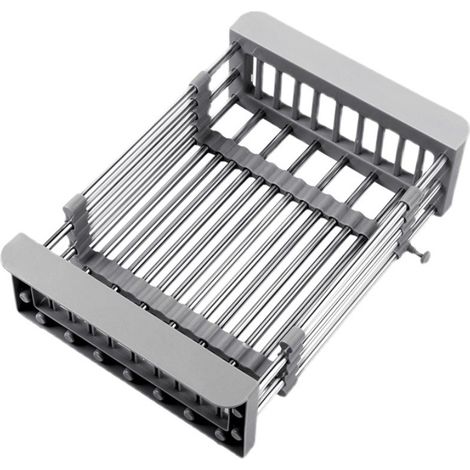 Egouttoir Vaisselle Extensible INOX,Panier Evier Cuisine Gris,Égouttoir évier télescopique en acier inoxydable,panier de vidange pour vaisselle (1/5)