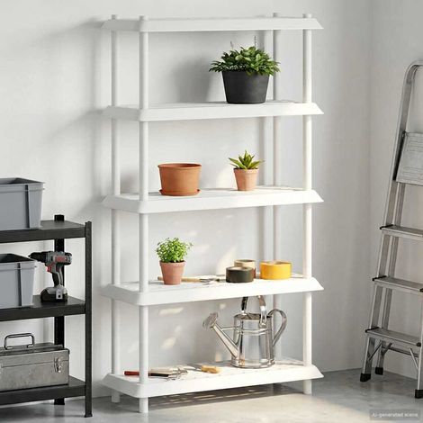 vidaXL Shelving Unit 5-Tier 100 x 40 x 177 cm PP White (1/5)