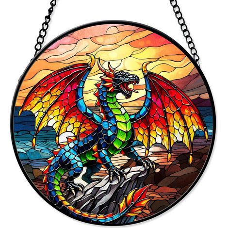 Décoration vitrail 25 cm à suspendre – Attrape-soleil pour fenêtre, porte ou mur, cadeau femme homme pour Noël et anniversaire (1/4)